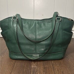 Coach Forest Green Leather Tote